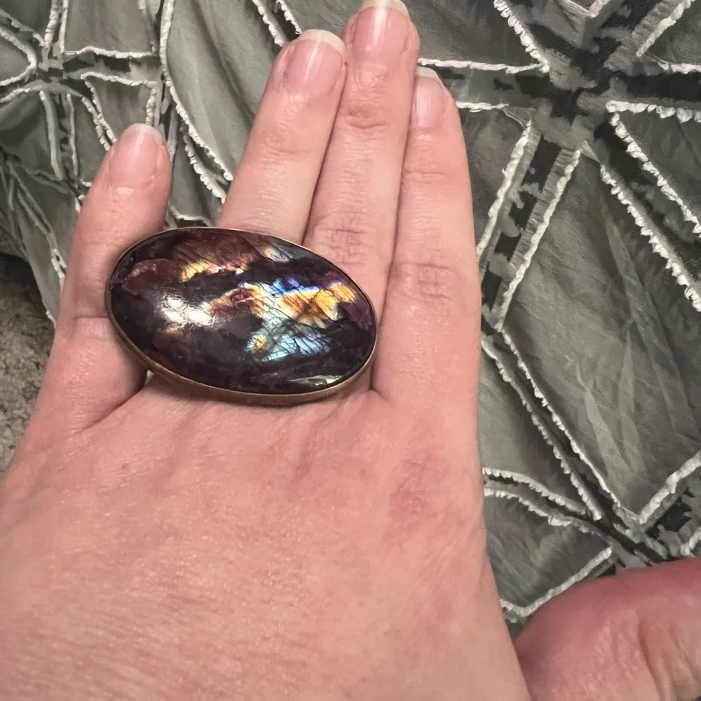 Spectrolite labradorite statement ring - Picture 3 of 4
